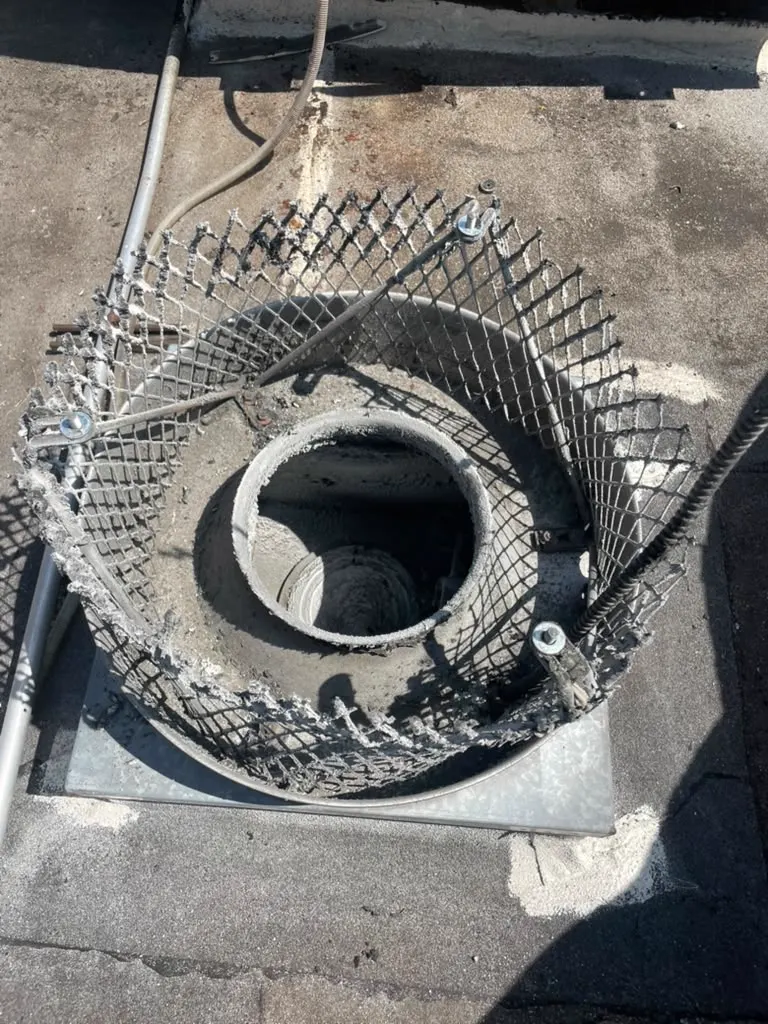 Commercial condenser fan assembly being repaired